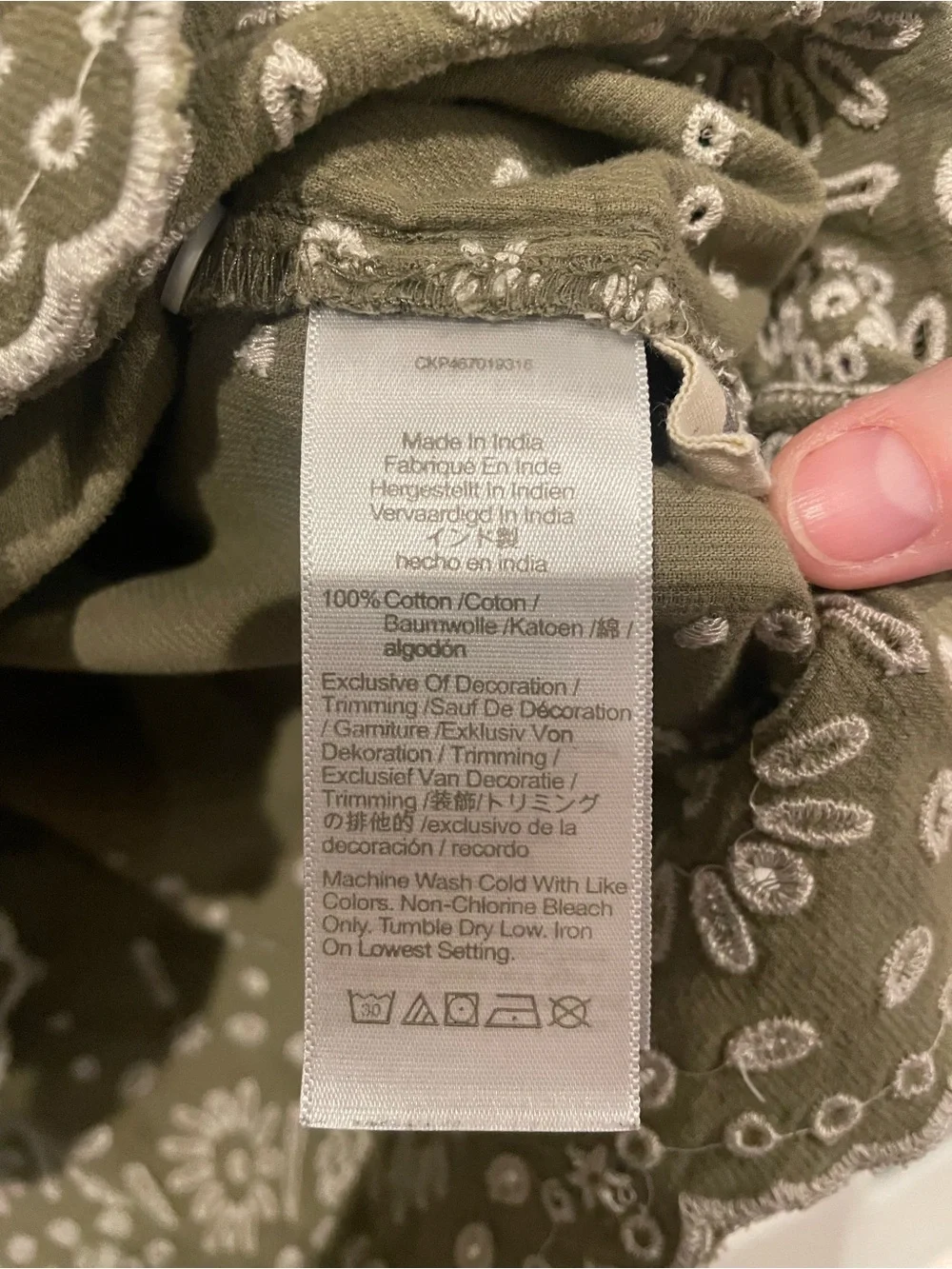Madewell Olive Green Square-Neck Embroidered Long-Sleeve Dress